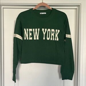 Zara Dark Green 'New York' Crop Top